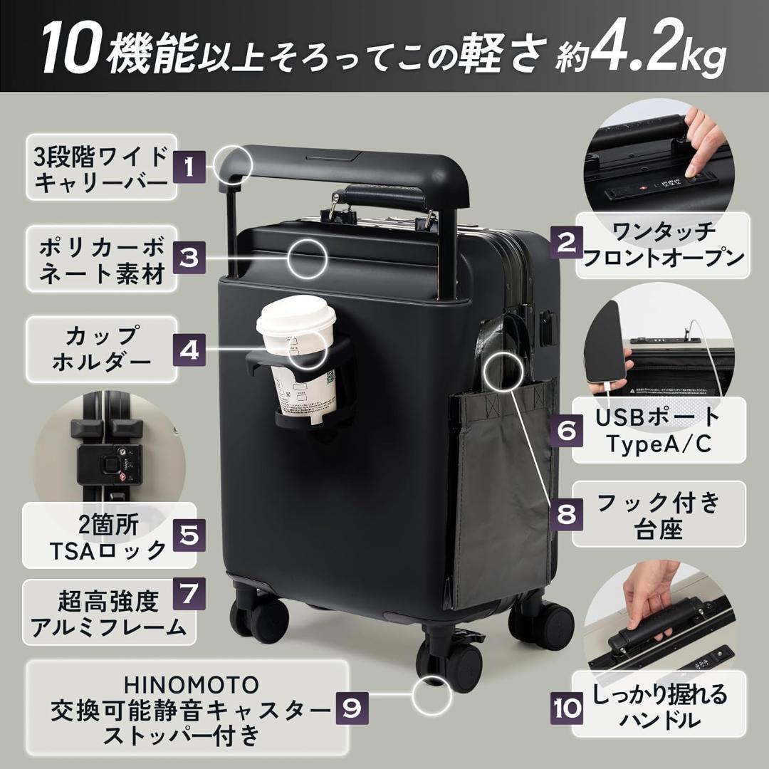 [MAIMO] スーツケース 機内持ち込み Sサイズ フロントオープン