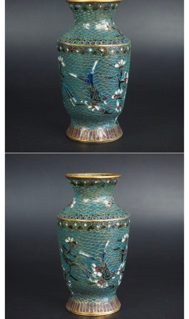 送料無料　中国古玩　琺瑯彩省胎七宝花瓶　高12ｃｍ