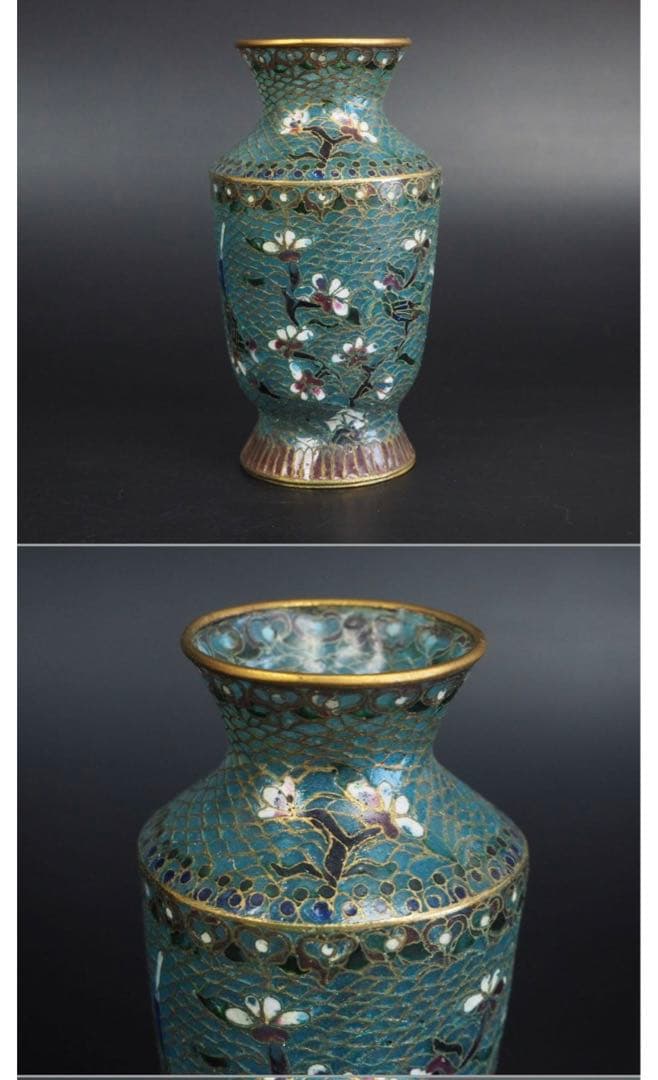 送料無料　中国古玩　琺瑯彩省胎七宝花瓶　高12ｃｍ