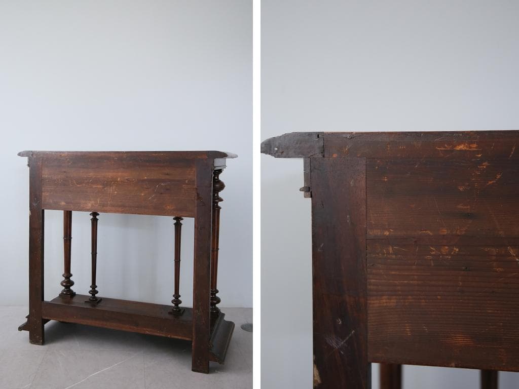 フランスアンティーク木製ホールテーブル机/花台/カウンターデスク飾り棚(90-8