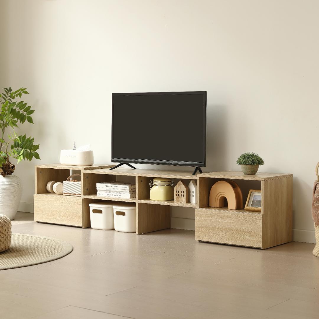 テレビ台 ローボード コーナーテレビ台 伸縮自由 幅93～172　NATURAL