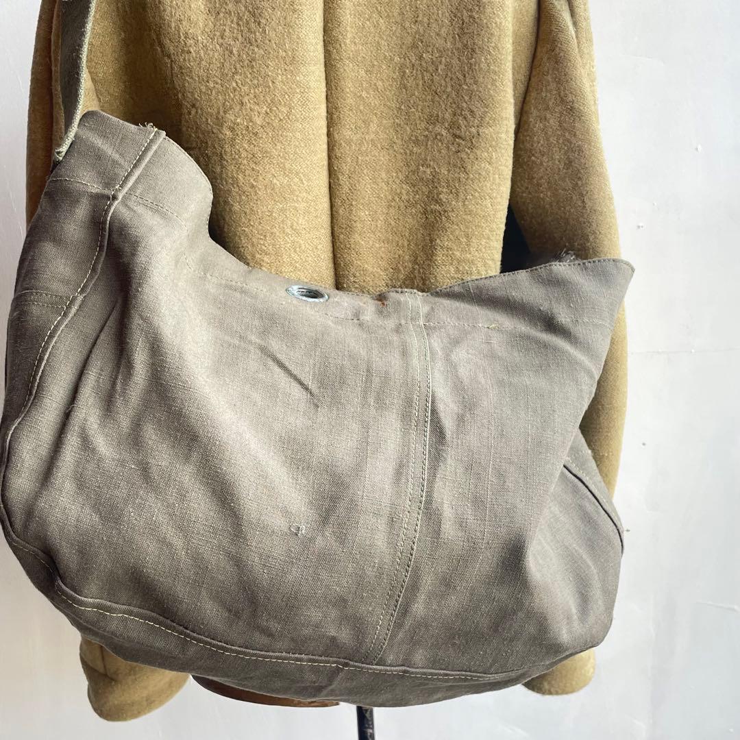 【希少】ビンテージニュースペーパーバッグ　フランス軍　リネン　ミリタリー