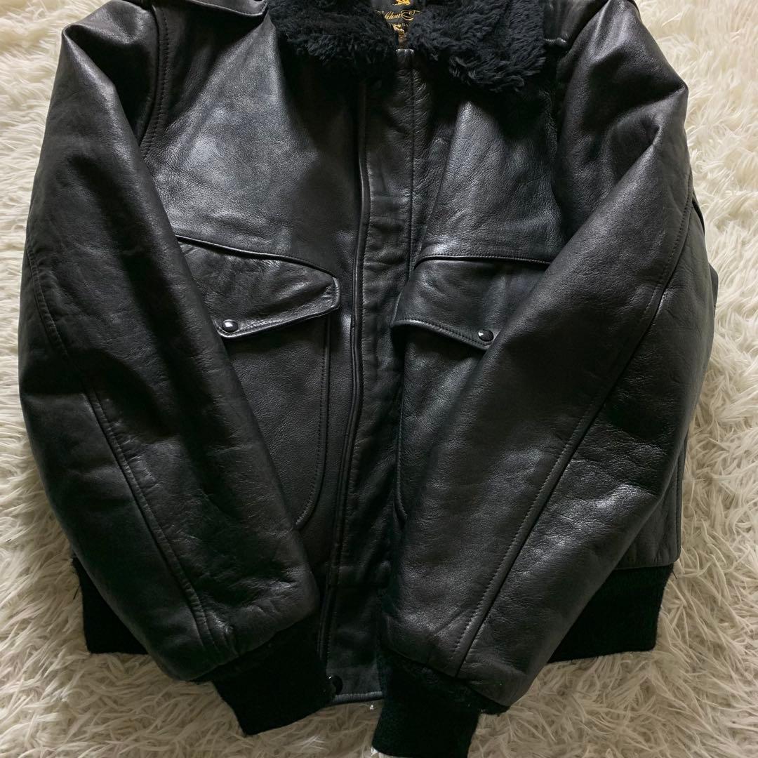 雰囲気抜群■VINTAGE フライトジャケット G-1 ブラック　襟ボア 44