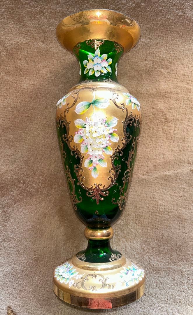 ベネチアグラス置き物　イタリア製　大型　グリーン