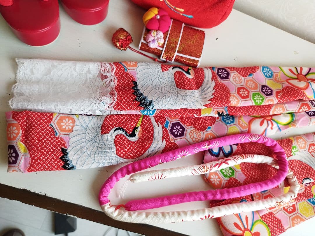 専用です☆大正浪漫アンティーク白系の着物にだらりの帯セット☆七五三ハーフ成人式