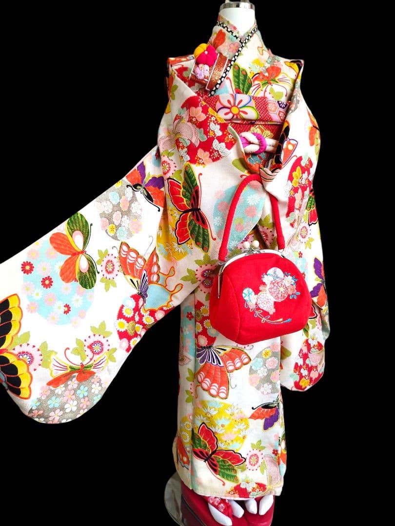 専用です☆大正浪漫アンティーク白系の着物にだらりの帯セット☆七五三ハーフ成人式