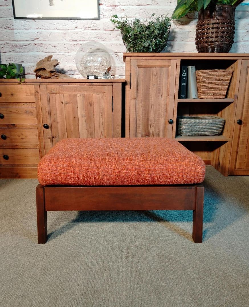 スツール 関家具 リラックスフォーム オレンジ 布製 オットマン(2408A③)