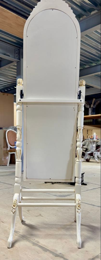 お値下げ！　クラシック ロココ調家具 アイボリー金箔 スタンドミラー