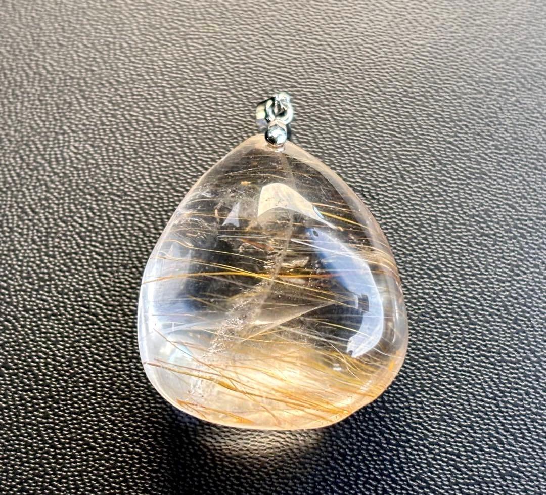 最高品質　天然石の王者　エンジェルラダーインゴールドルチルクォーツのPT