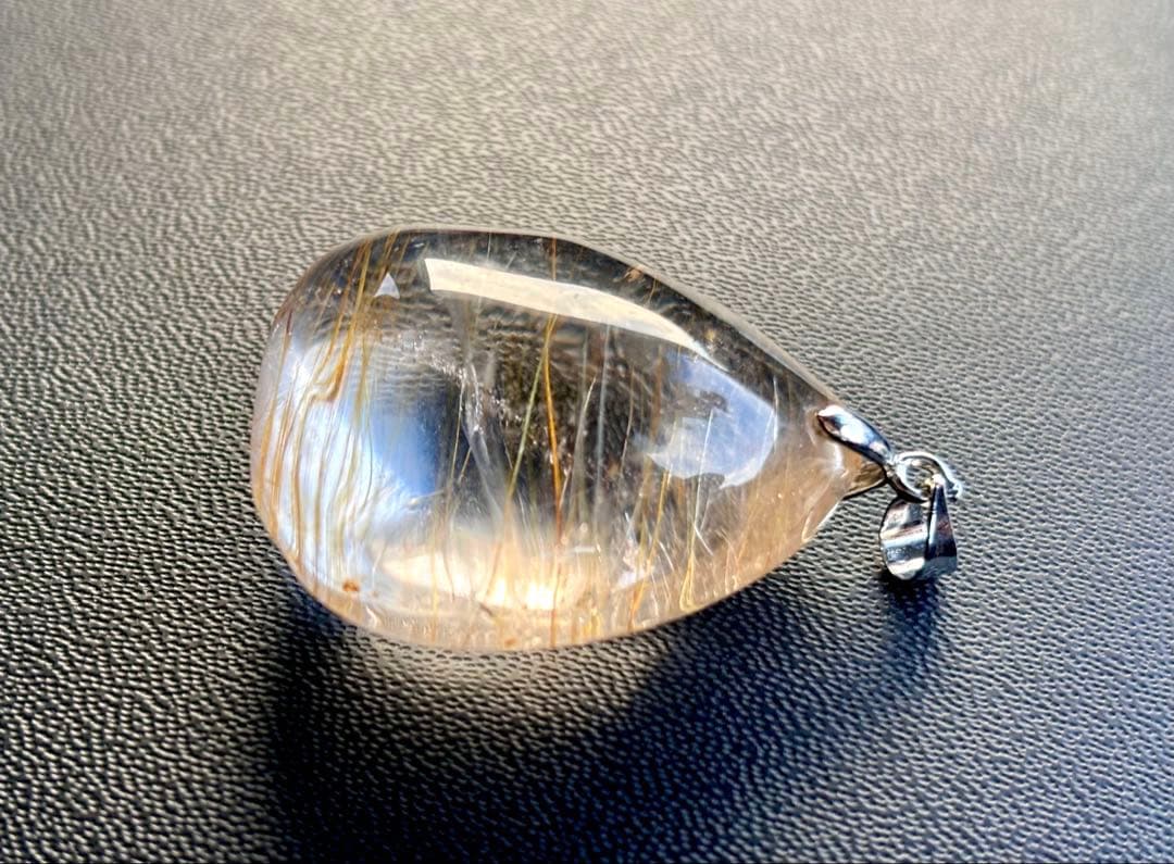 最高品質　天然石の王者　エンジェルラダーインゴールドルチルクォーツのPT