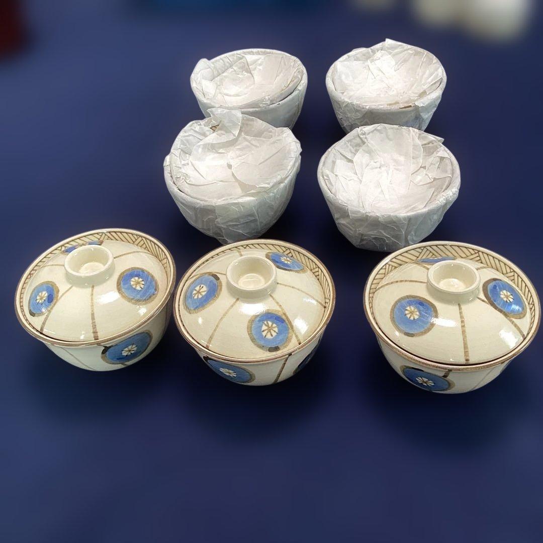 京焼梅絵小蓋物7客　　新品未使用　　嘉豊作