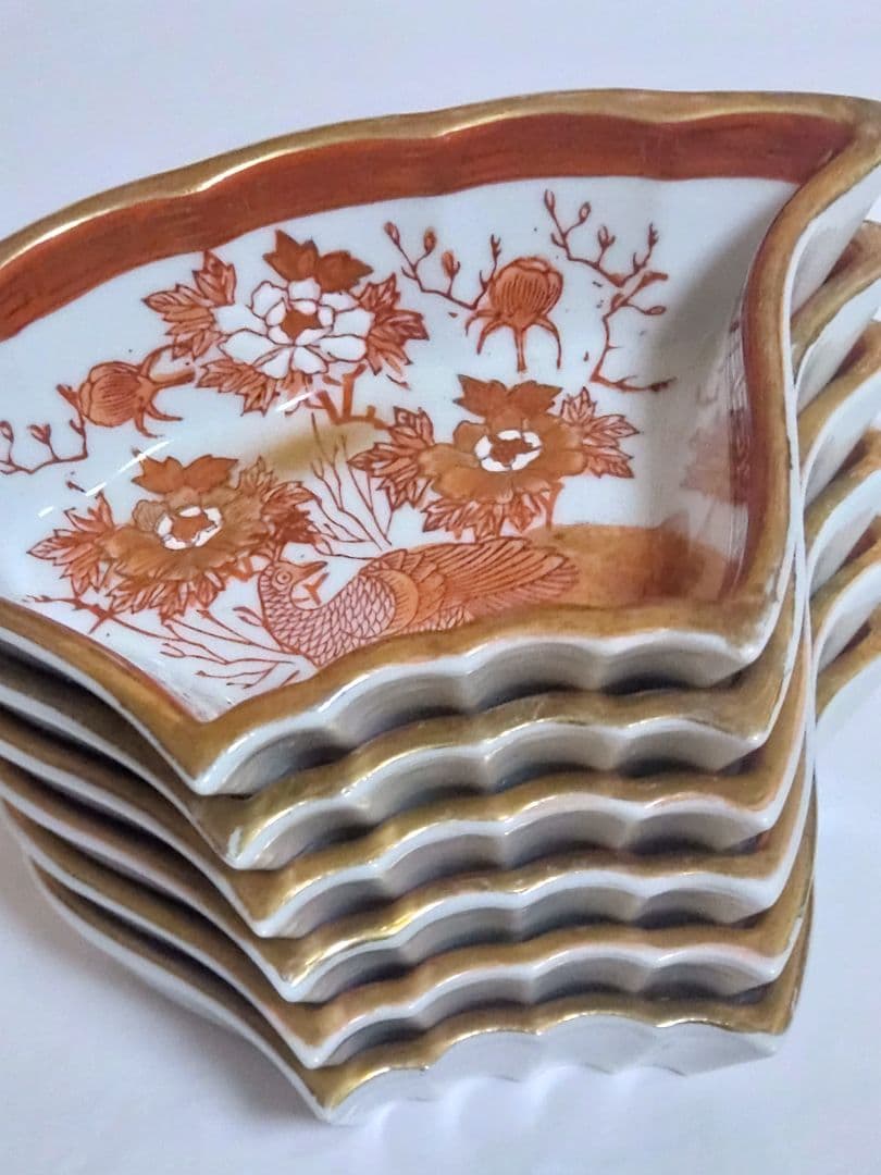 九谷焼　金彩赤絵九谷　板山造　組物鉢