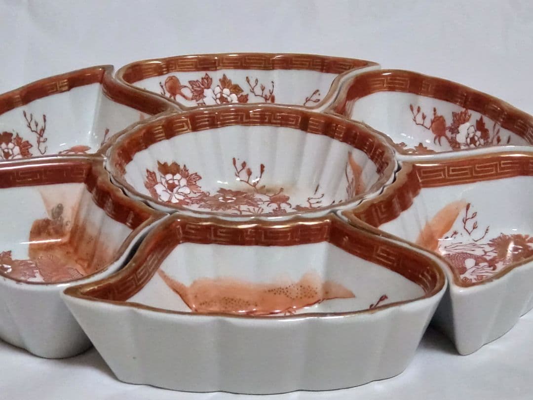 九谷焼　金彩赤絵九谷　板山造　組物鉢