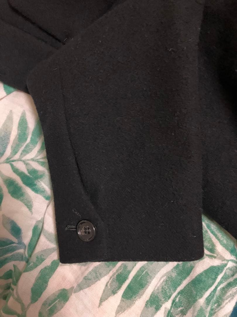 Theor セオリーロングコートウール100% フード付ブラックジップアップ