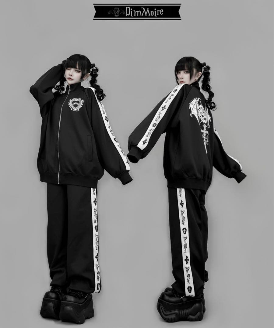 【DimMoire】 ロゴプリントジャージトップス ブラック
