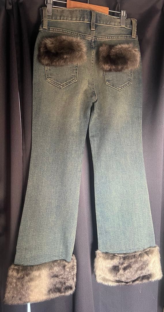 LAGUAGEM FAUX FURフレアデニム