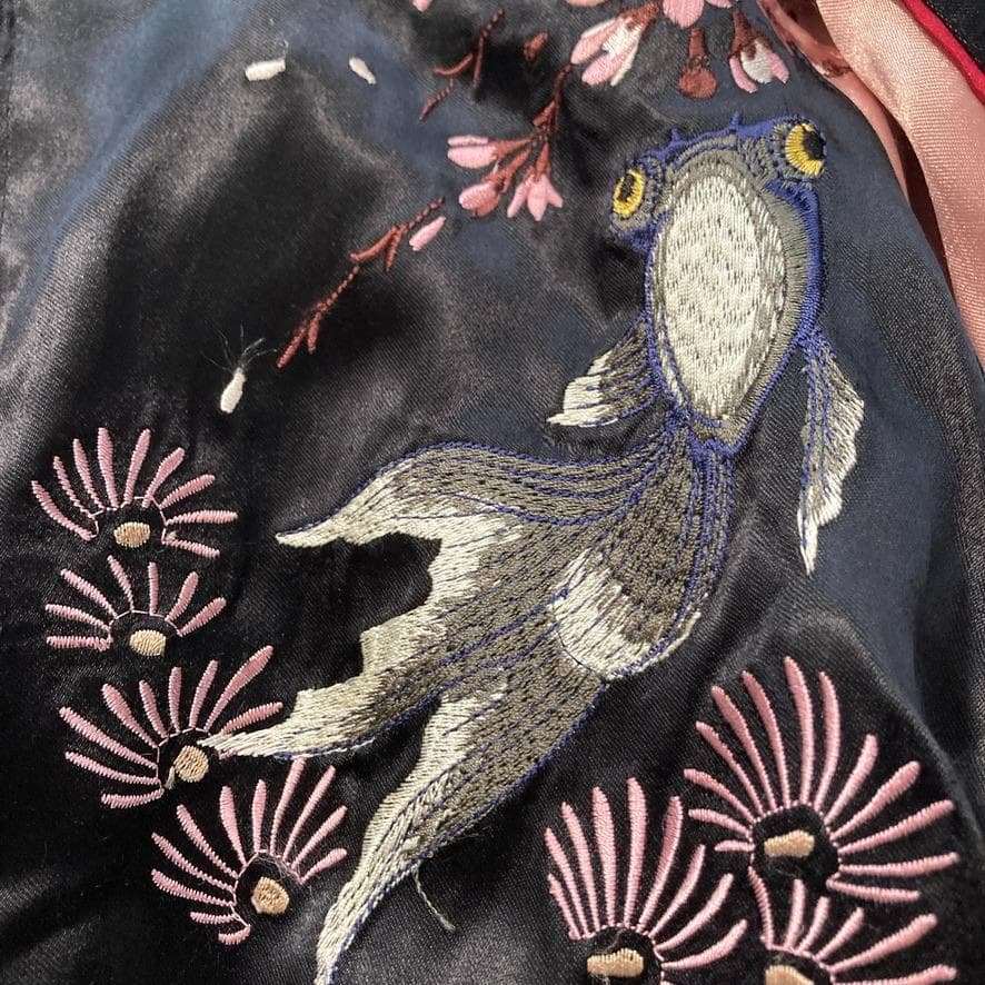 【Stopio】花旅楽団 Lサイズ 金魚刺繍 スカジャン リバーシブル