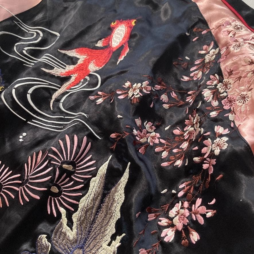 【Stopio】花旅楽団 Lサイズ 金魚刺繍 スカジャン リバーシブル