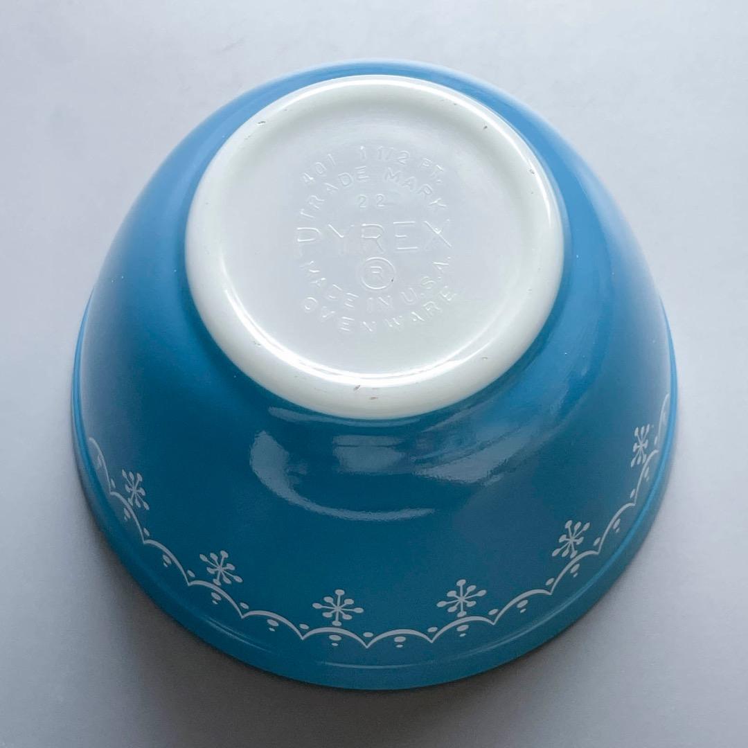 極美品 オールドパイレックス スノーフレーク・ブルー ボウル 3個セット