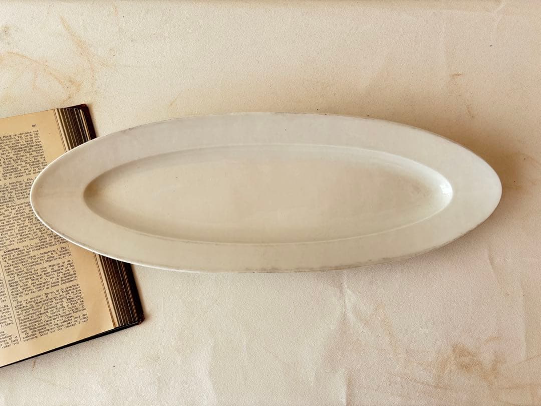 美品　フランスアンティークポワソン皿　白フランスアンティークプレート白無地