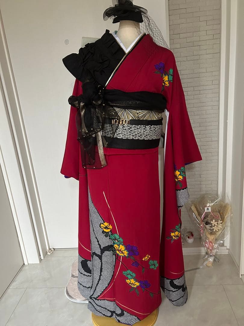 きりたんぽ　赤系　振袖フルセット