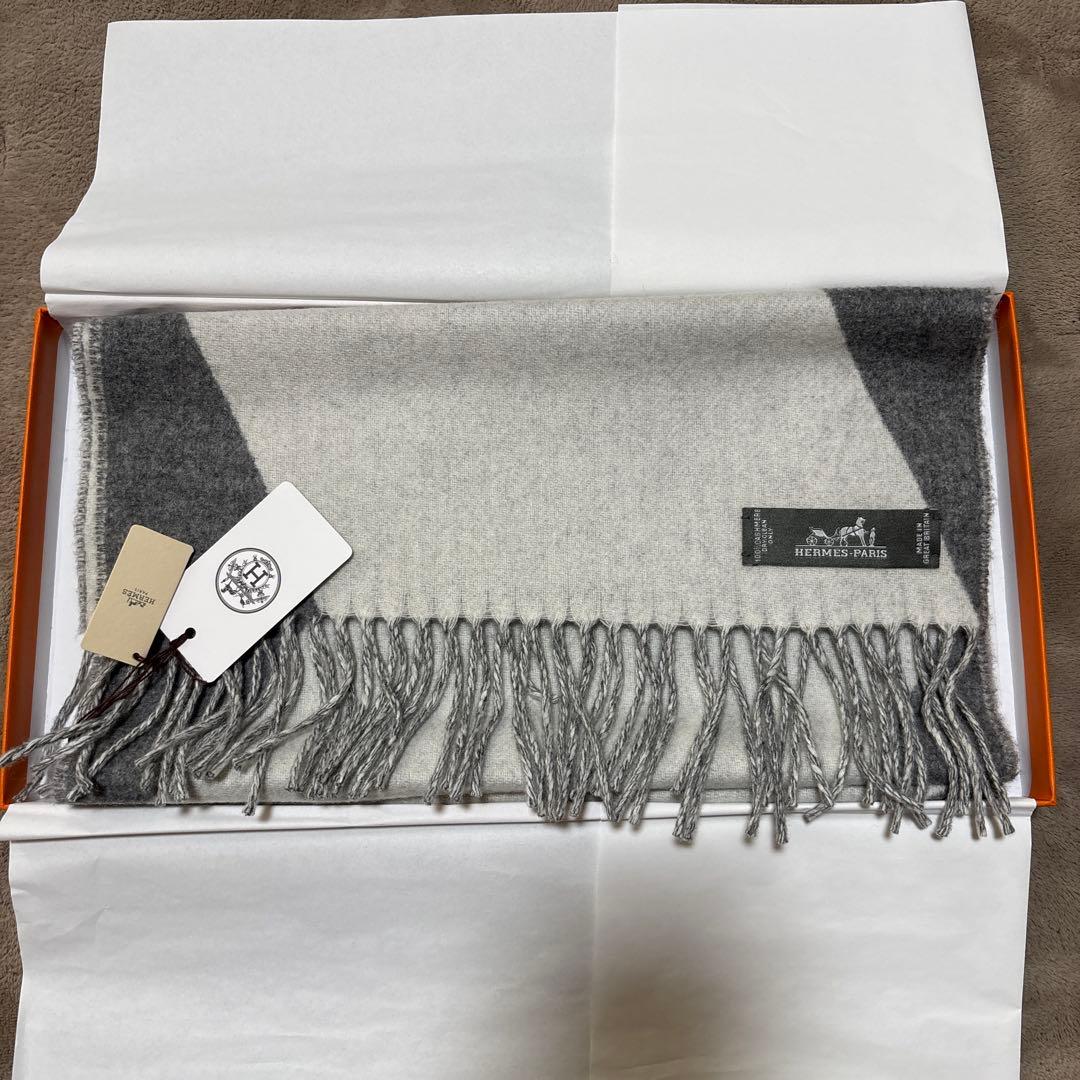 新品 エルメス カシミアマフラー