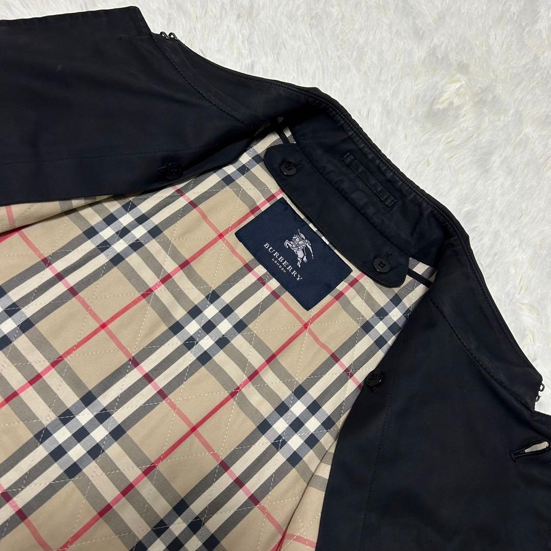 【美品/LL】バーバリー ロンドン ステンカラーコート アウター 黒 ライナー付