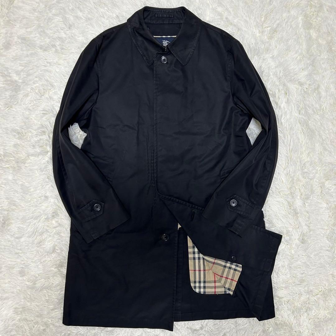 【美品/LL】バーバリー ロンドン ステンカラーコート アウター 黒 ライナー付