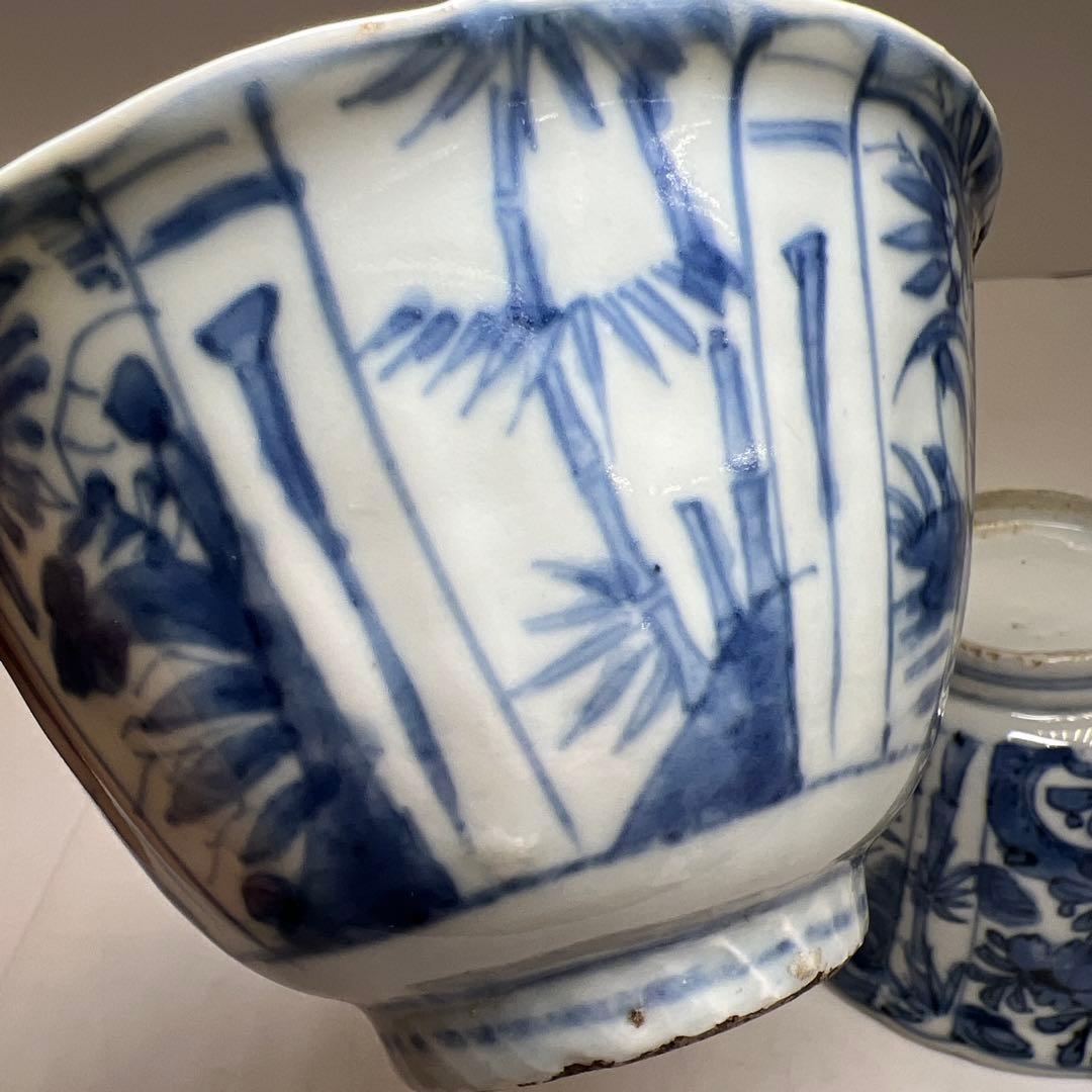 中国明時代　古染付芙蓉手鉢5客　木箱付　口径約13㎝　東Y8-0128☆2F