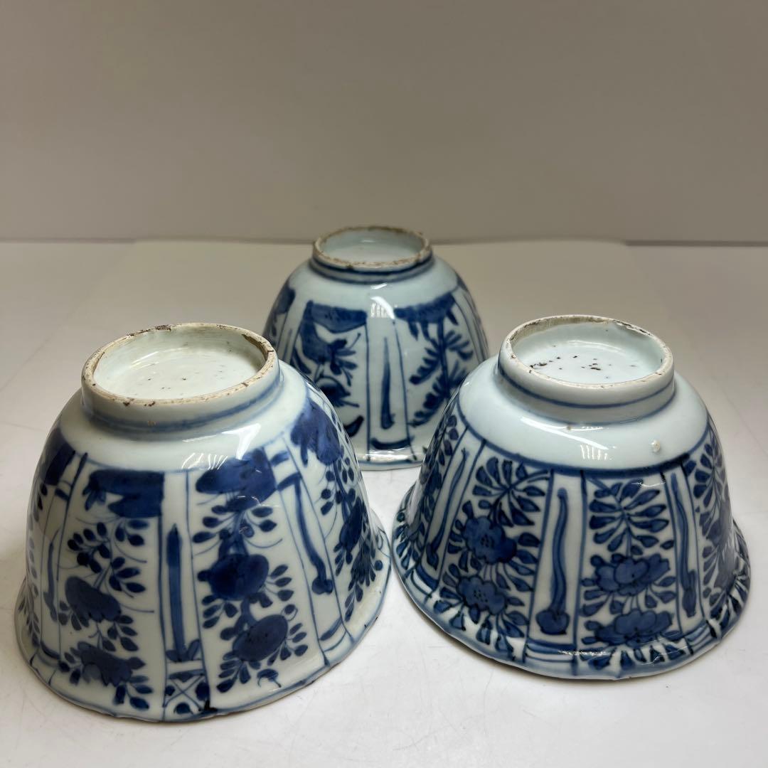 中国明時代　古染付芙蓉手鉢5客　木箱付　口径約13㎝　東Y8-0128☆2F