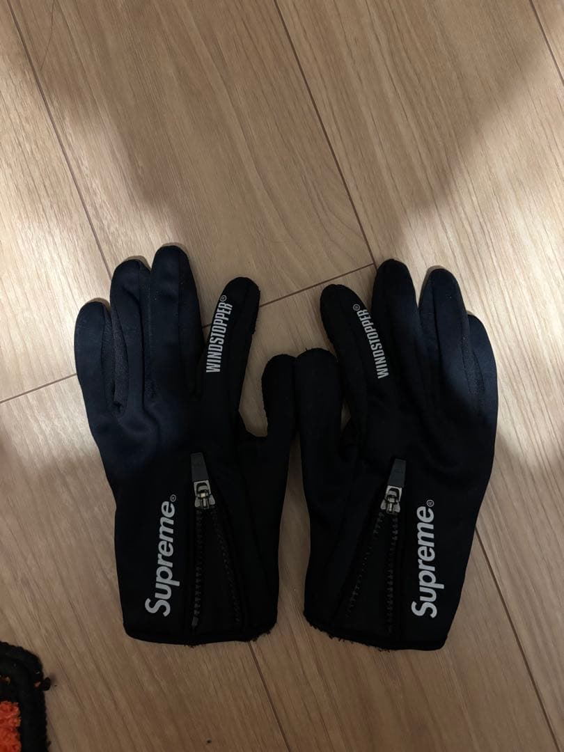 Supreme ブラック ジッパー付き手袋