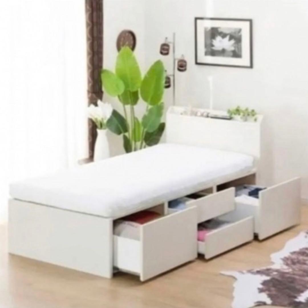 ニトリ 収納付きシングルベッドフレーム（ホワイト）