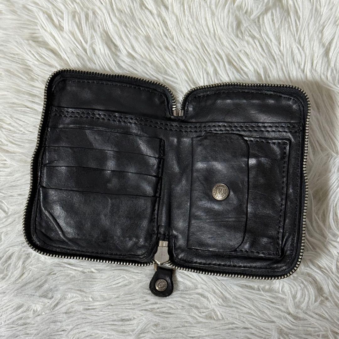 ⭐️未使用級⭐️　CAMPOMAGGI スタッズミニウォレット　ブラック　レザー