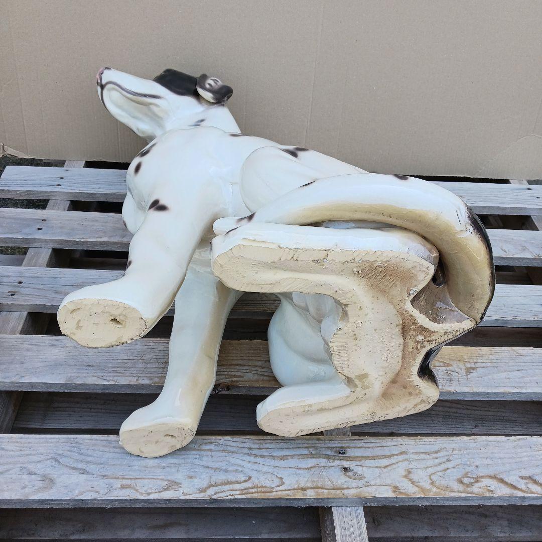 Joechan　陶器犬　ダルメシアン　難有　オブジェ　置物　ホワイト　白色