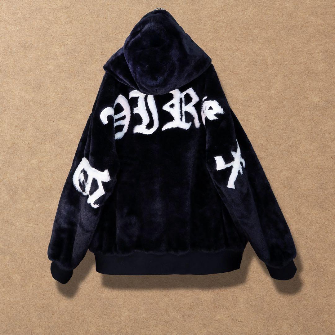 AVIREX エコファー ジップアップブルゾン ブラック L ユニセックス