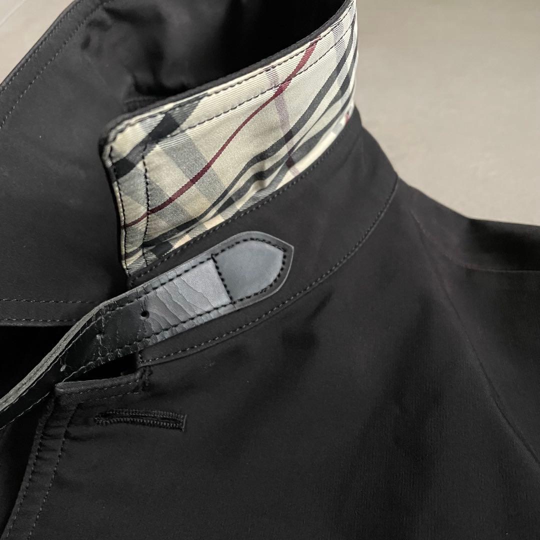 バーバリーブラックレーベル コットン ステンカラー コート ノバチェック 黒