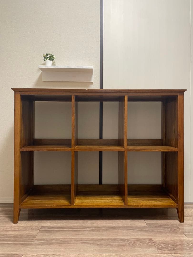 チーク 無垢材 オープンラック シェルフ 木製 本棚 ラック