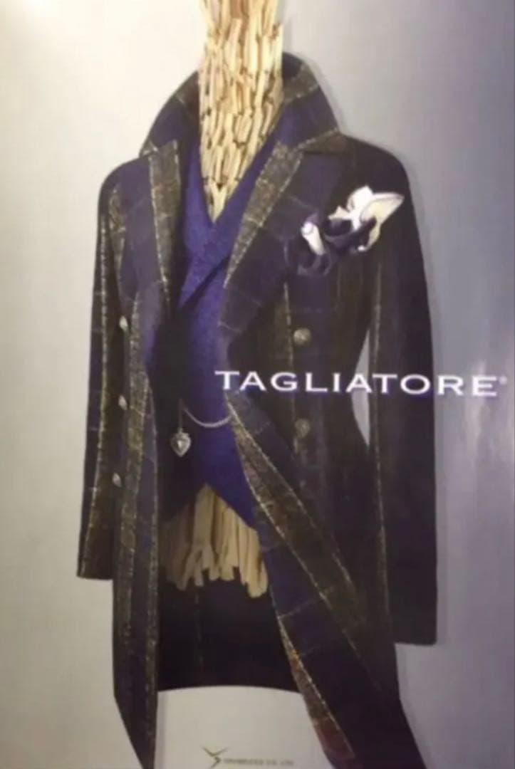 TAGLIATORE ネイビー チェック ダブルブレストコート