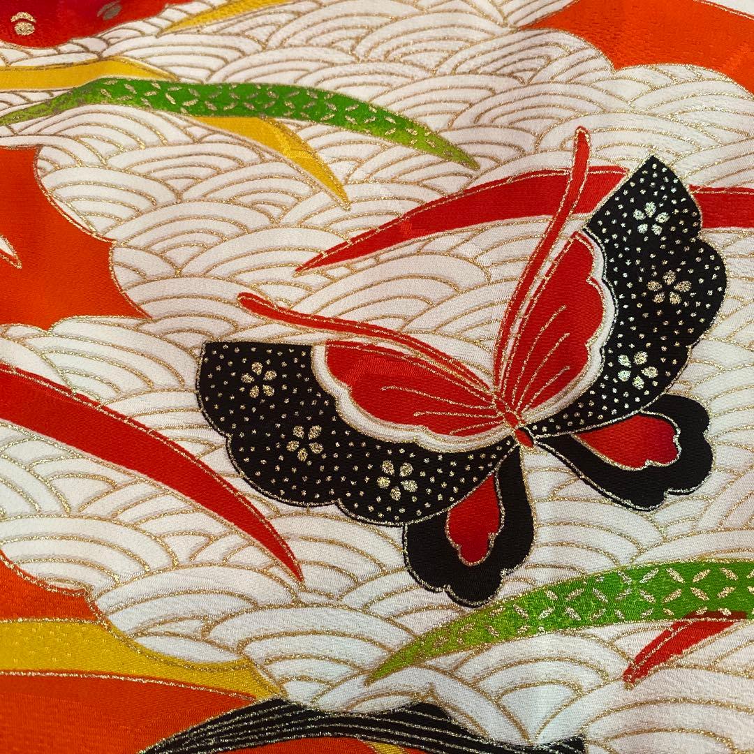 アンティーク 大正ロマン 七五三 七歳 着物 作り帯 小物一式 フルセット 蝶々