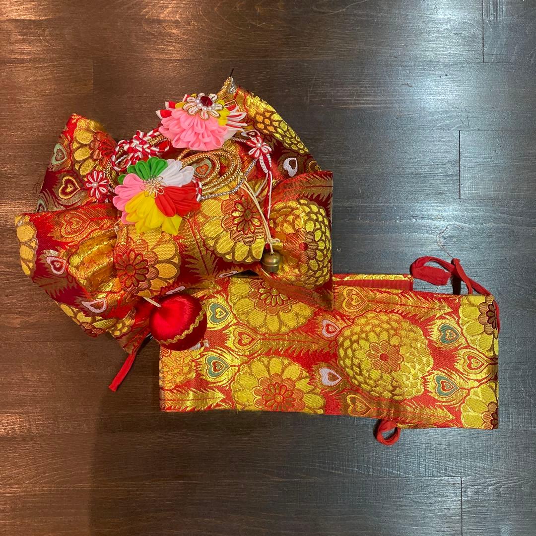 アンティーク 大正ロマン 七五三 七歳 着物 作り帯 小物一式 フルセット 蝶々