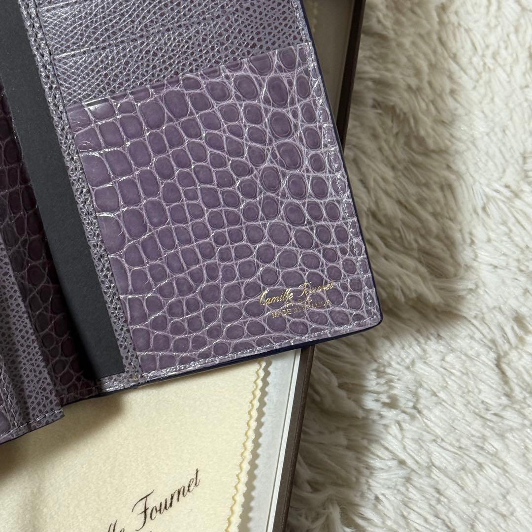 ⭐️新品未使用⭐️ カミーユフォルネ　アリゲーター　長財布　二つ折り　パープル色