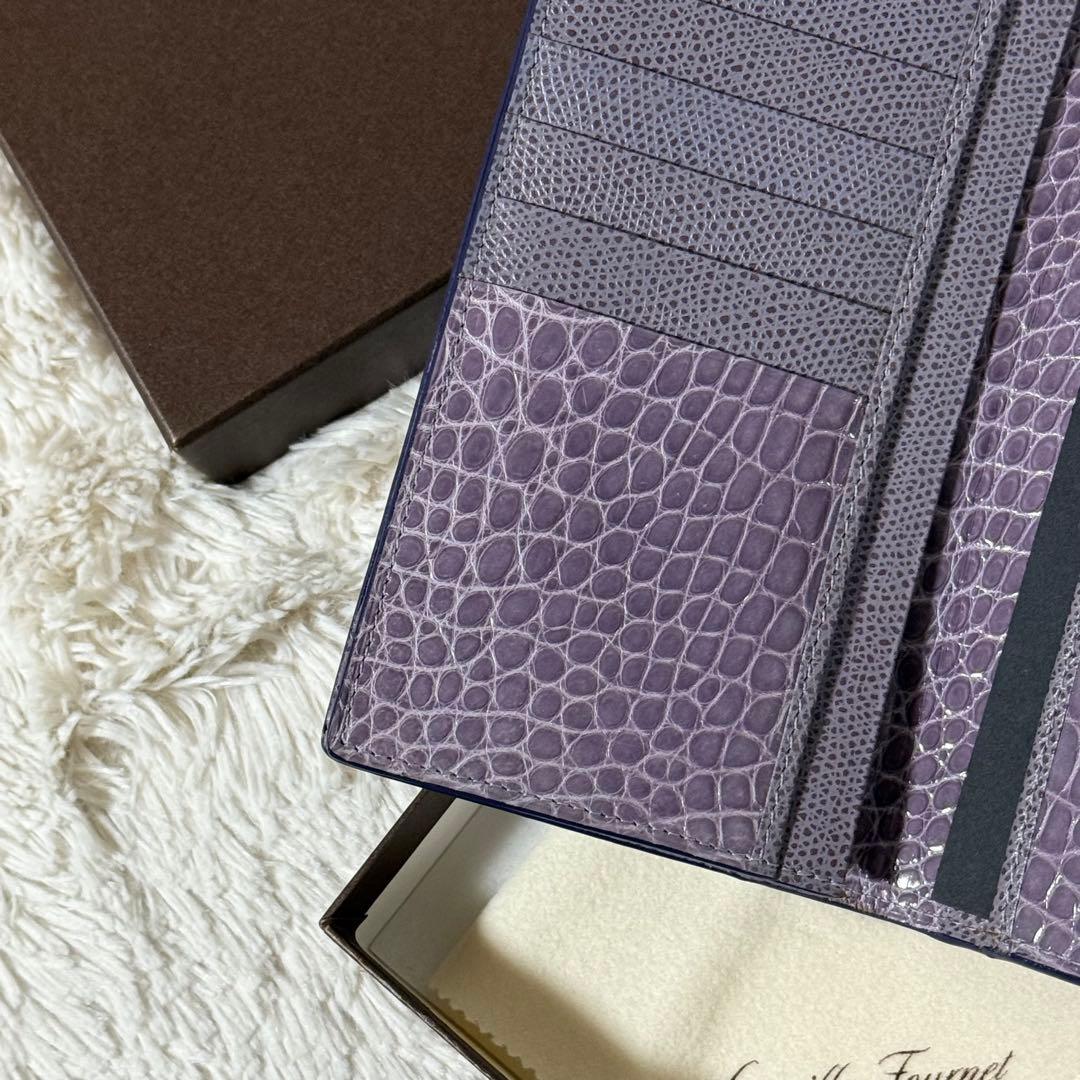 ⭐️新品未使用⭐️ カミーユフォルネ　アリゲーター　長財布　二つ折り　パープル色