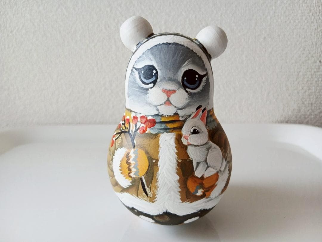 【CBT125】10cm級 おきあがりこぼし(大) スベトラーナ ぼんぼりねこ