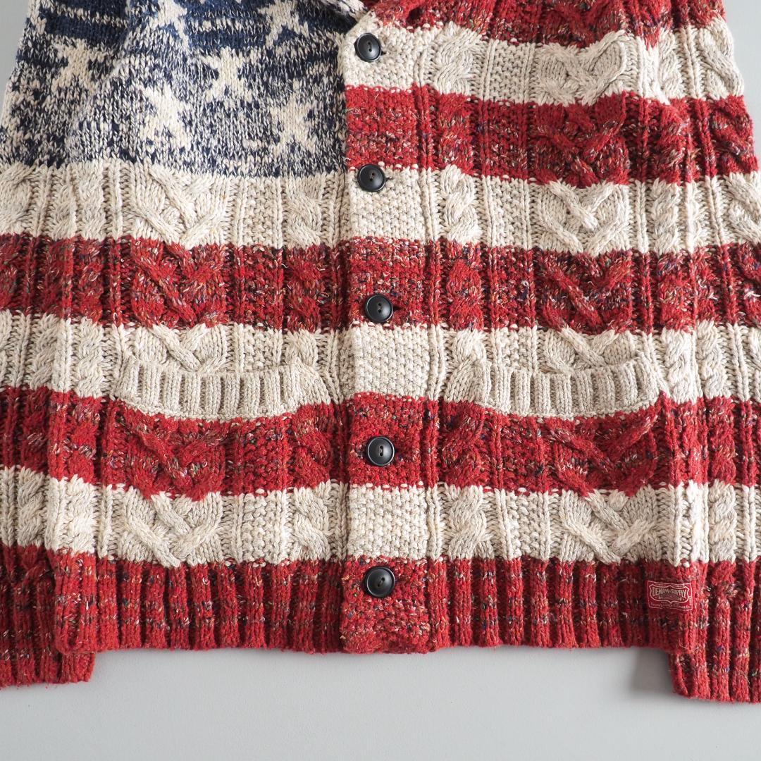 ラルフローレン　新品タグ付き　カーディガン　ショールカラー　星条旗柄