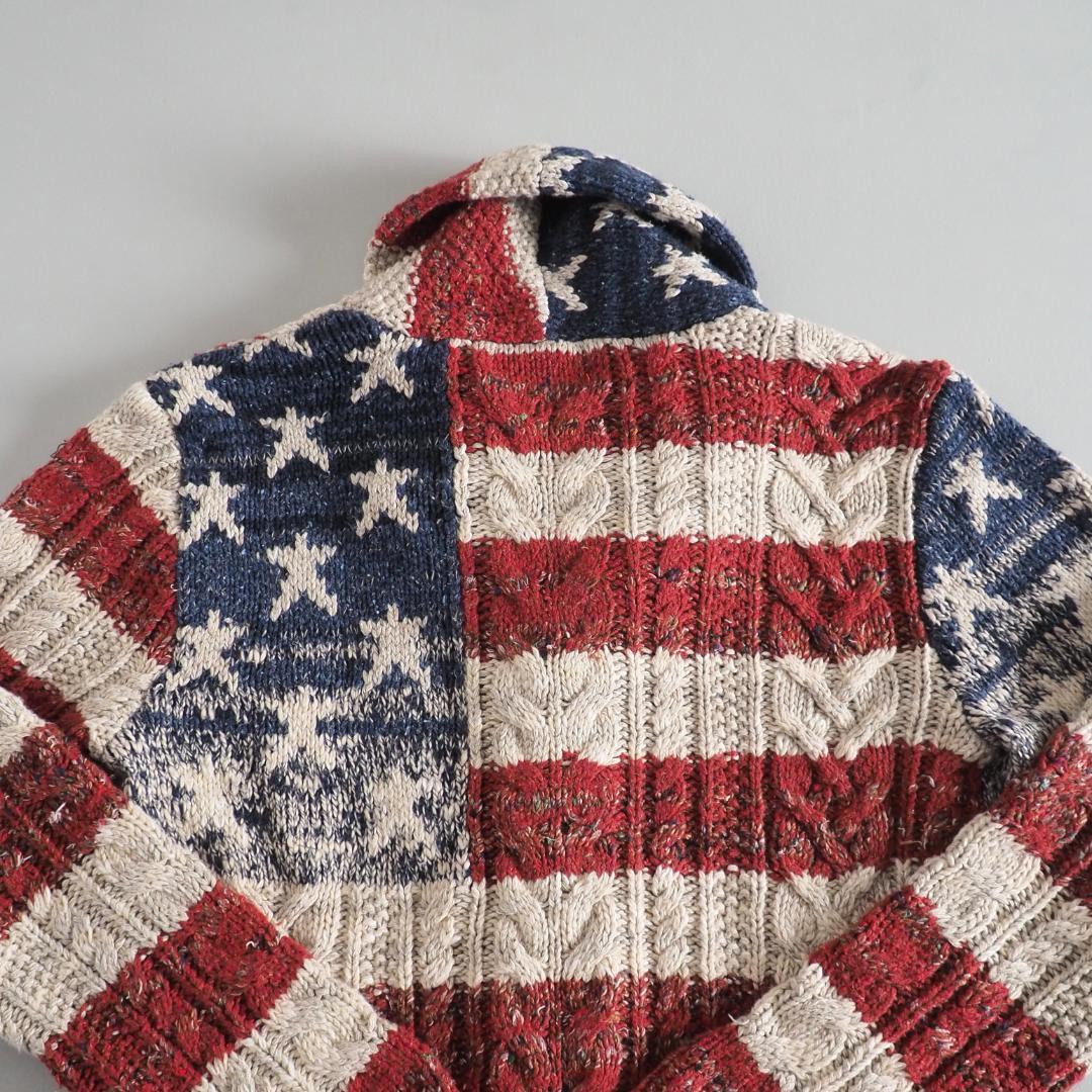 ラルフローレン　新品タグ付き　カーディガン　ショールカラー　星条旗柄