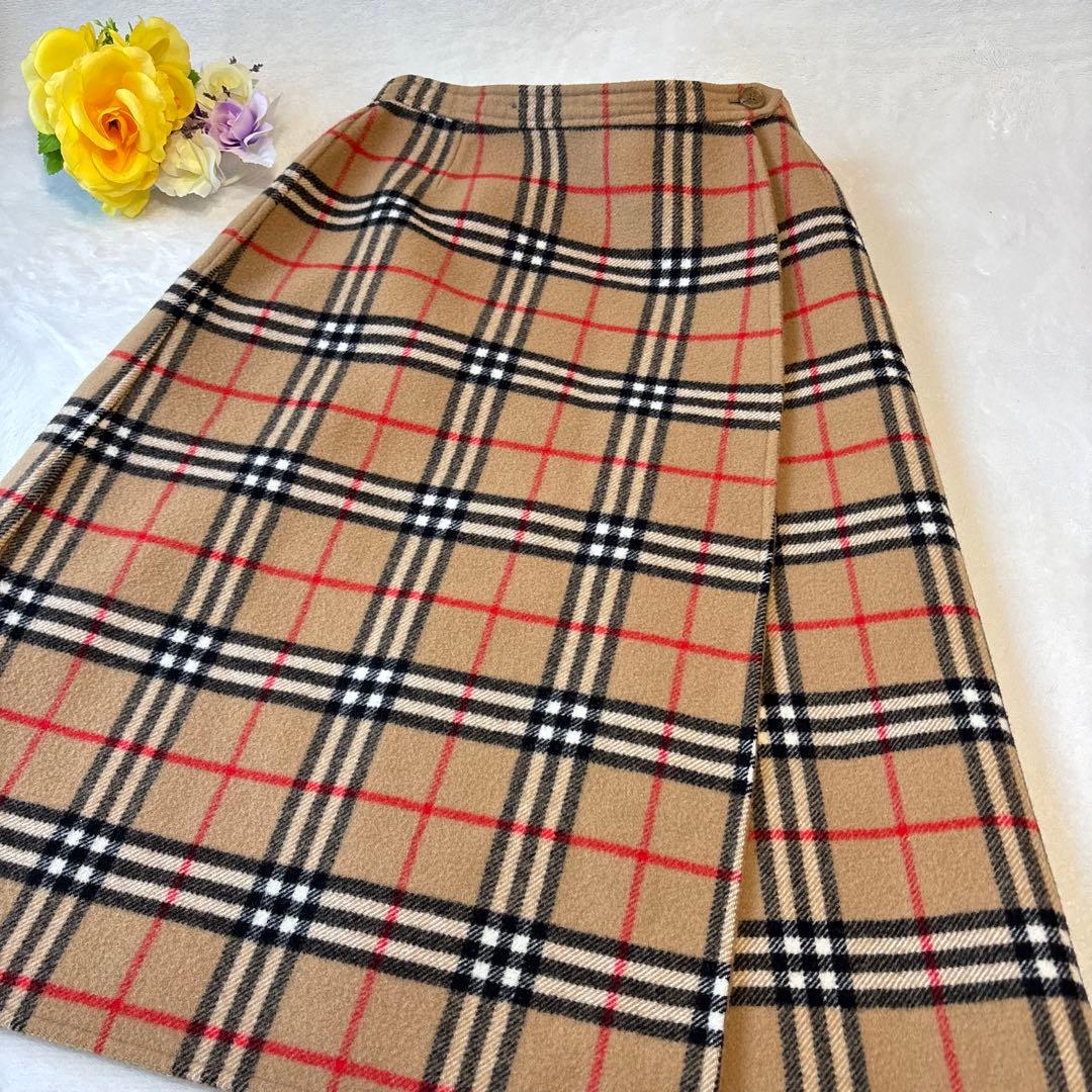 美品✨バーバリー　ラップ(巻き)スカート　リバーシブル　ノバチェック　ミモレ丈
