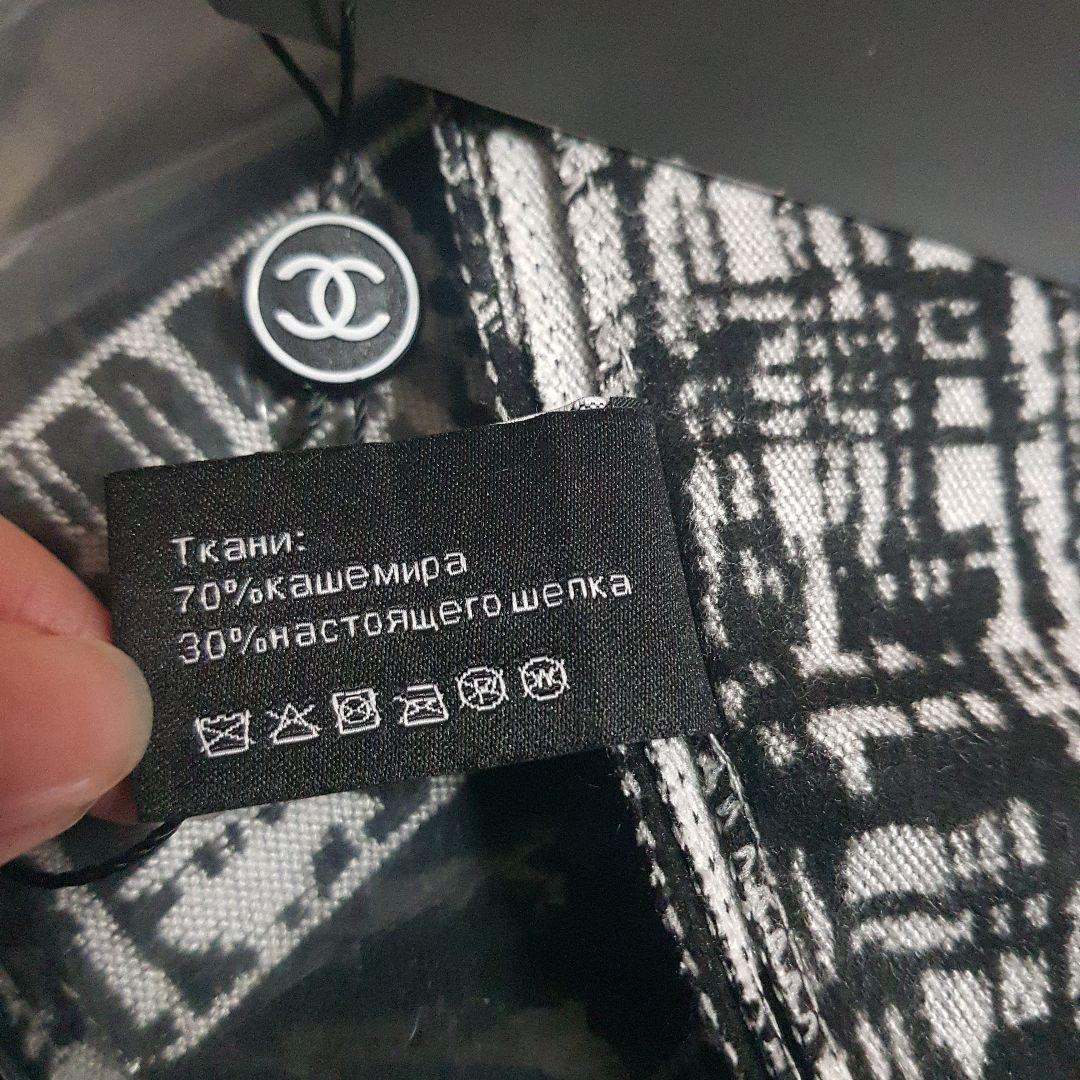 お値下げ！CHANEL　ストール　マフラー カシミアシルク　ブラック