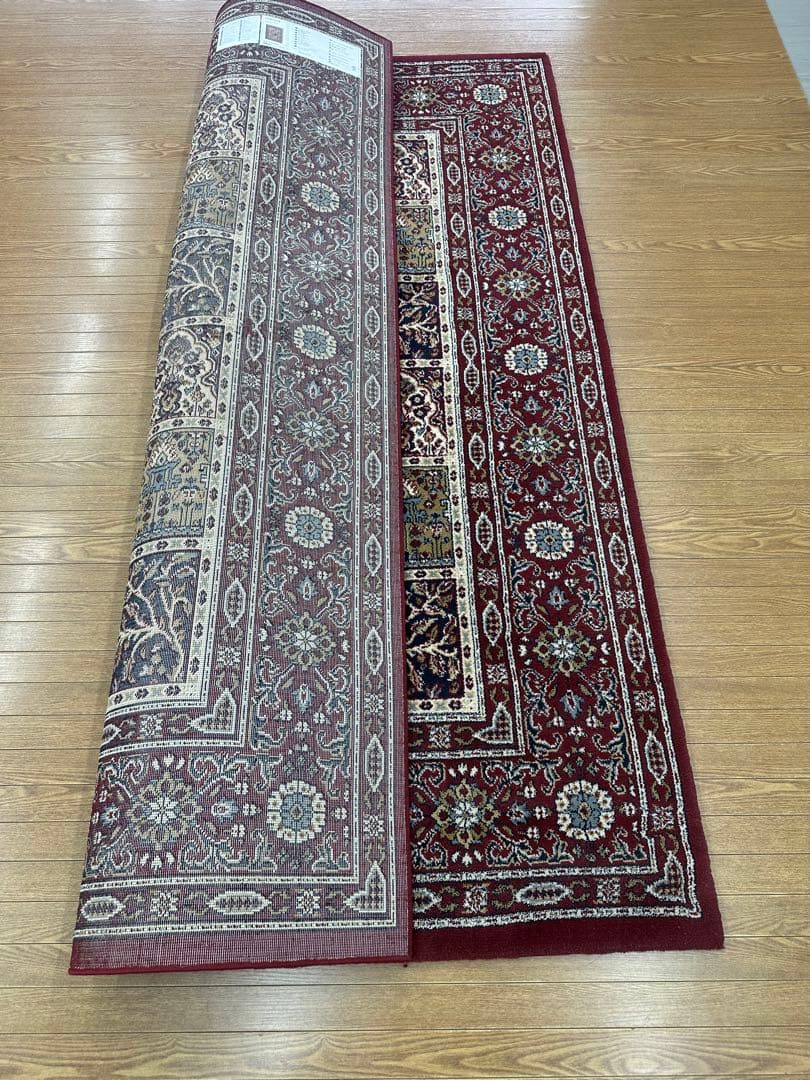 カーペット赤いタイル柄ラグ / エジプト製