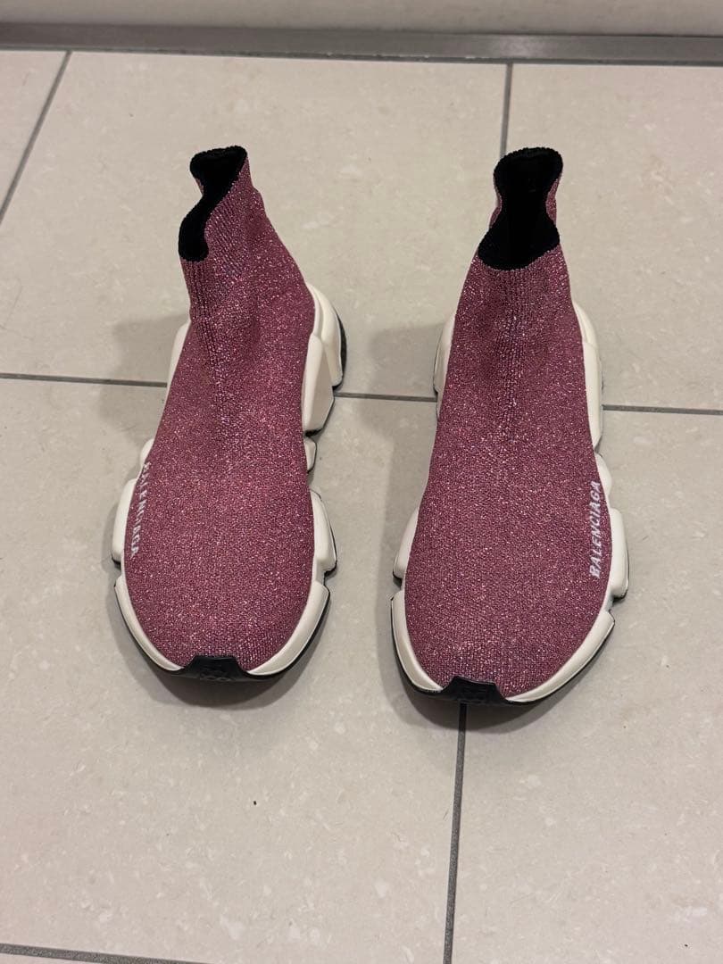希少色✨ピンクラメ　美品　BALENCIAGA スピードトレーナー