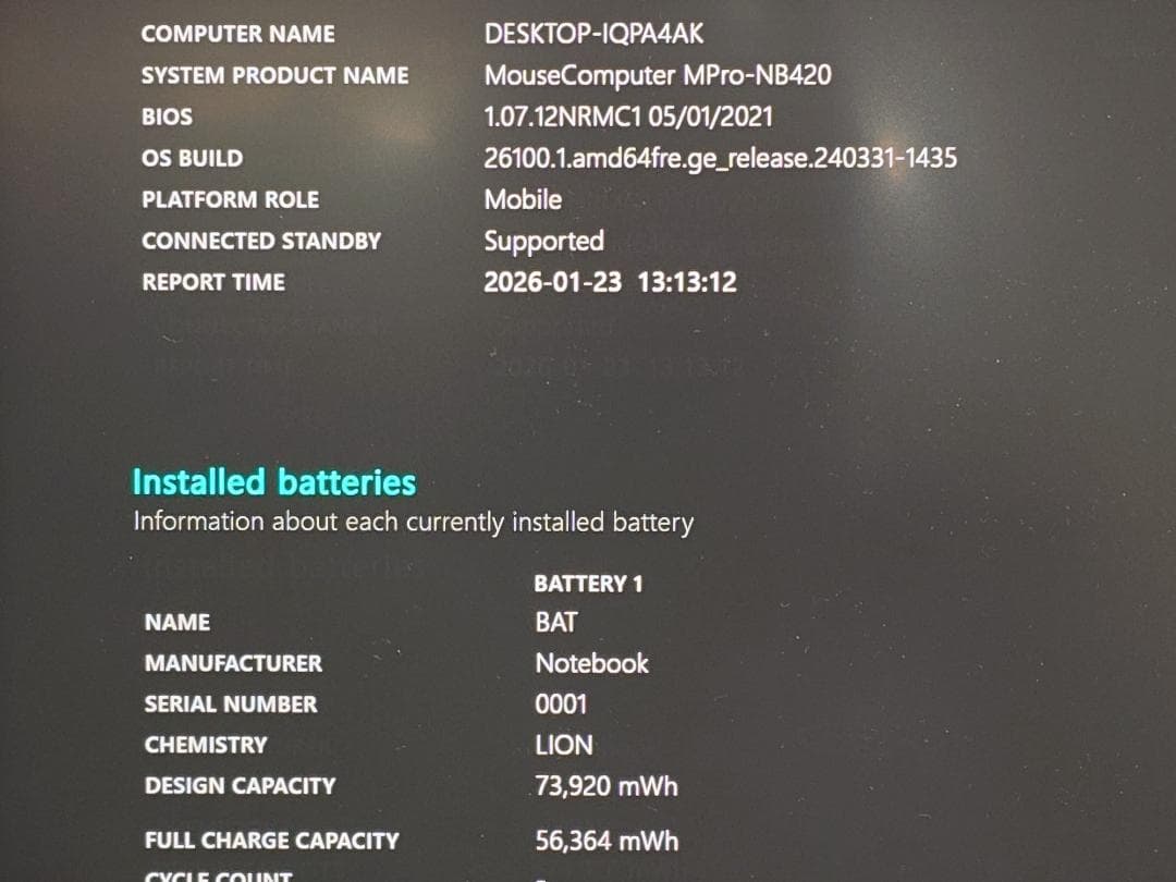 mouse MPro-NB420Z 11世代 i7 14インチ フルHD